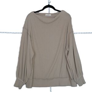Free People Women MED Beige / Light Taupe Cozy Ribbed Knit Sweater Pullover
